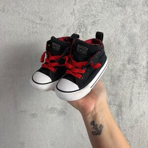 Converse Chuck Taylor All Star Infant 6 Black Red Plaid High Top Sneakers